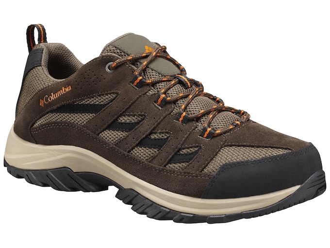 Columbia Crestwood Hiking Shoes Leather/Nylon Camo Brown/Heatwave