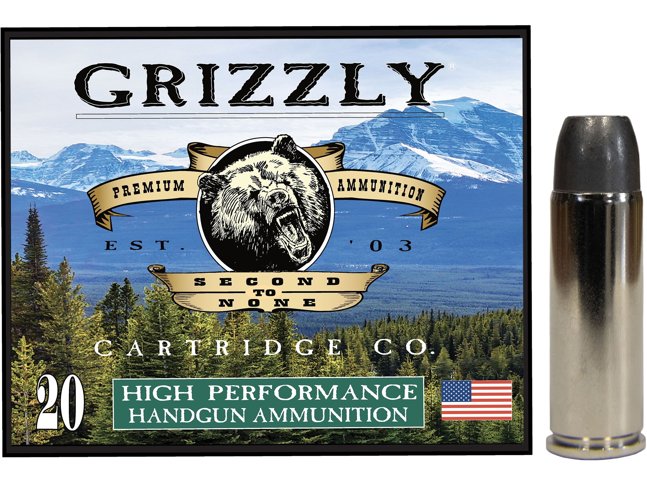 Grizzly Cartridge Bear Load 454 Casull Ammo 400 Grain Flat Nose Box of 20