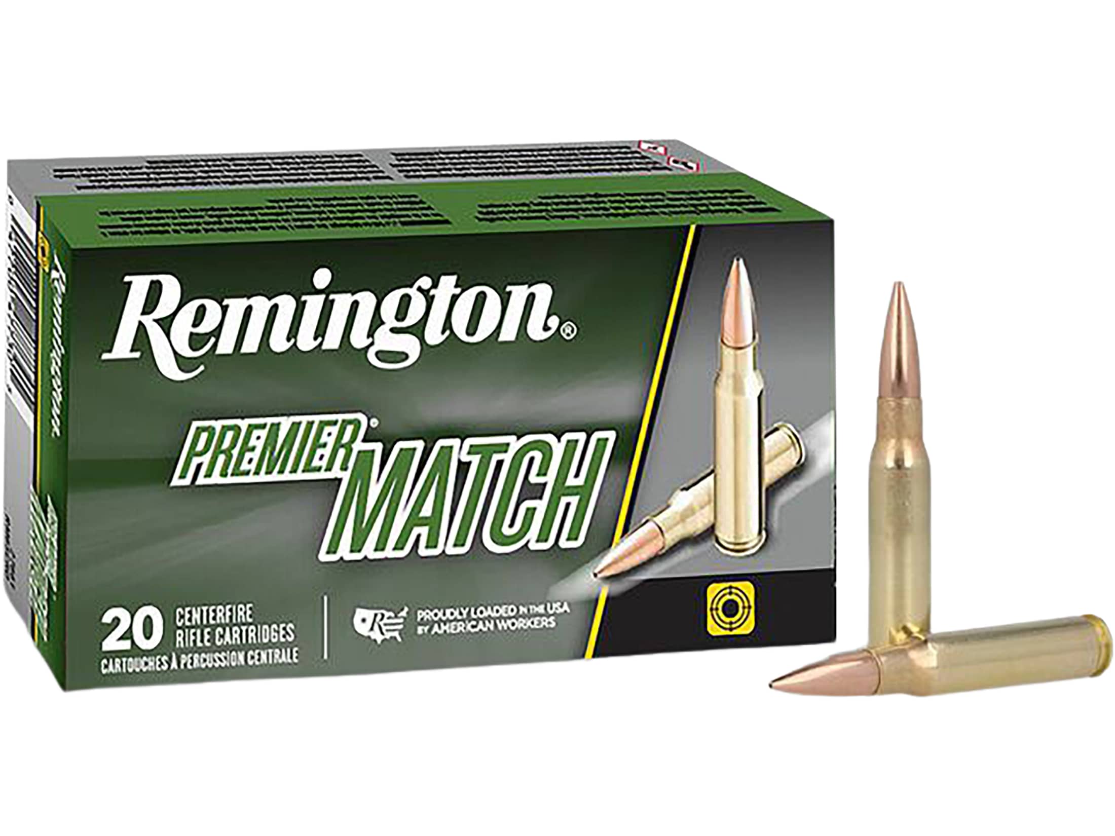 Remington Premier Match 308 Winchester Ammo 168 Grain Sierra MatchKing Jacketed Hollow Point Case of 200 (10 Boxes of 20)