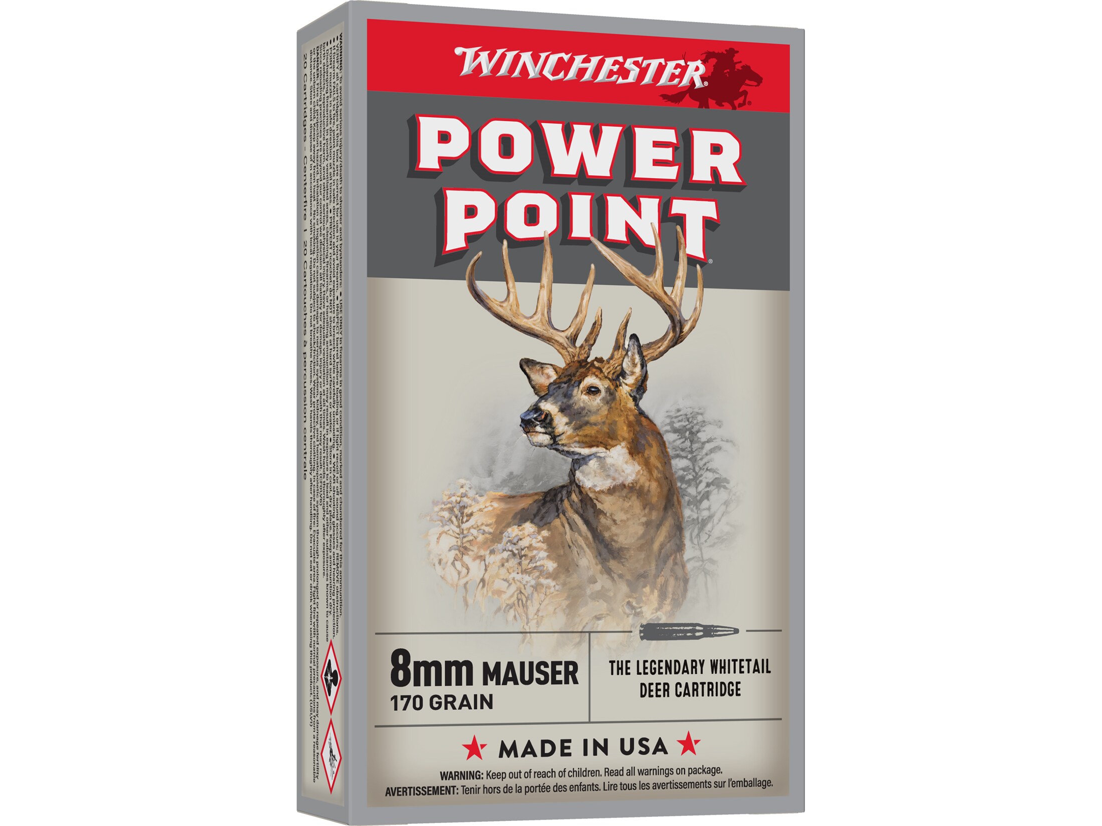 Winchester Power Point 8x57mm JS Mauser (8mm Mauser) (323 Diameter)