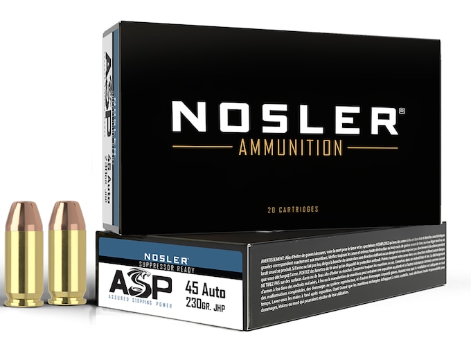 Nosler ASP Ammunition 45 ACP 230 Grain Jacketed Hollow Point