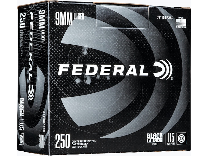 Federal Black Pack 9mm Luger Ammo 115 Grain FMJ 1000 Rounds