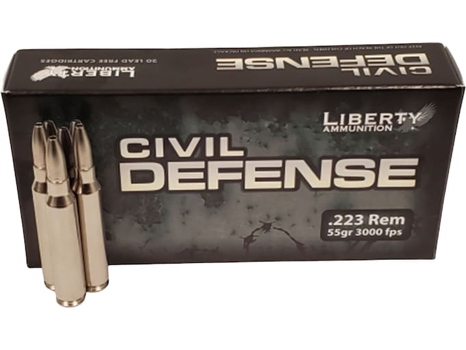 Liberty Civil Defense Ammunition 223 Remington 55 Grain Fragmenting Hollow Point Lead-Free Box of 20
