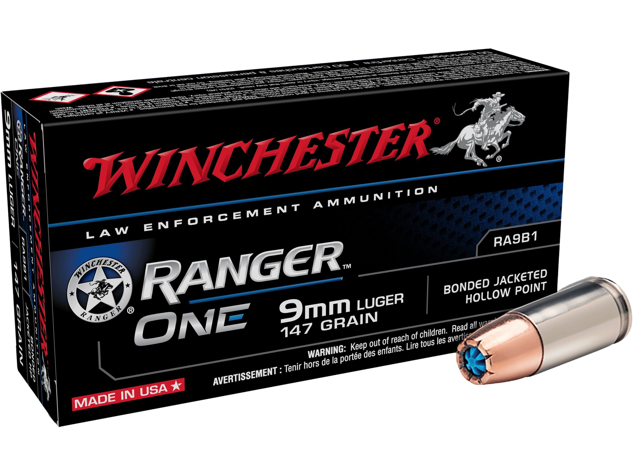 Winchester Ranger One Law Enforcement Ammo 9mm Luger 147 Grain