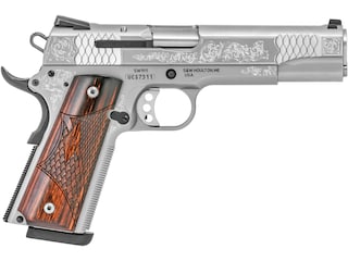 Smith & Wesson 1911 Engraved Semi-Automatic Pistol 45 ACP 5" Barrel 8-Round Stainless Wood image