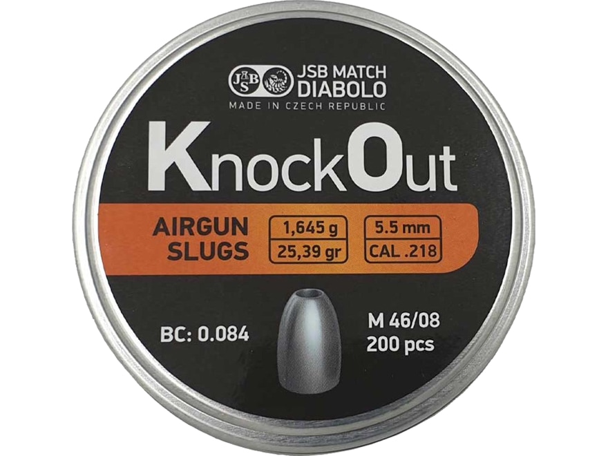 JSB Knock Out Slugs Air Gun Pellets 218 Caliber 25.39 Grain Tin of 200