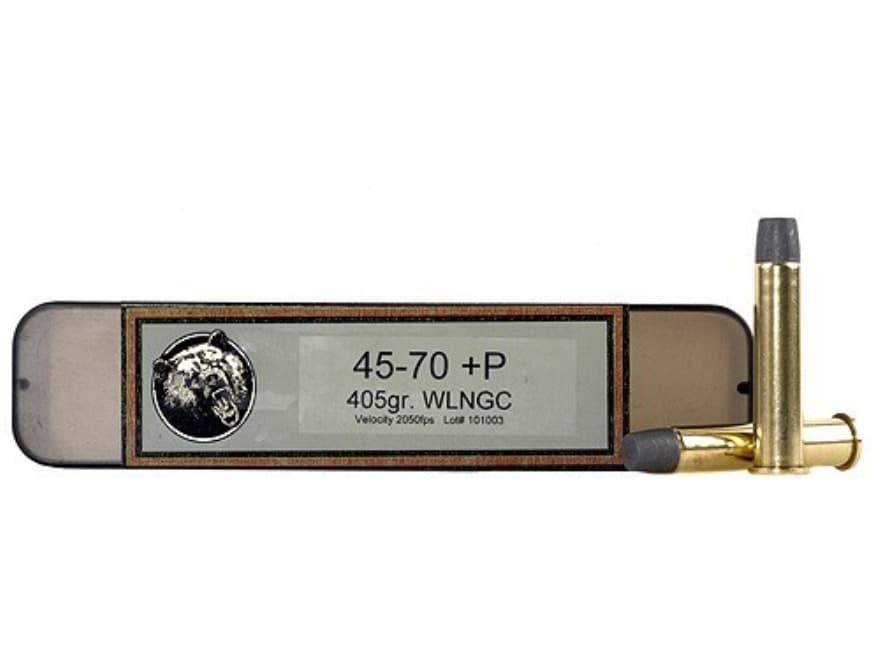 Grizzly Ammo GC45/70+P5 45-70Gov+P 405gr Wide Long Nose Gas Check 20 Per Box/10 Case,Centerfire Rifle Rounds