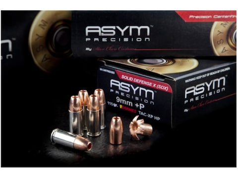 Asym Precision Solid Defense X Ammo 9mm Luger P 115 Grain Barnes