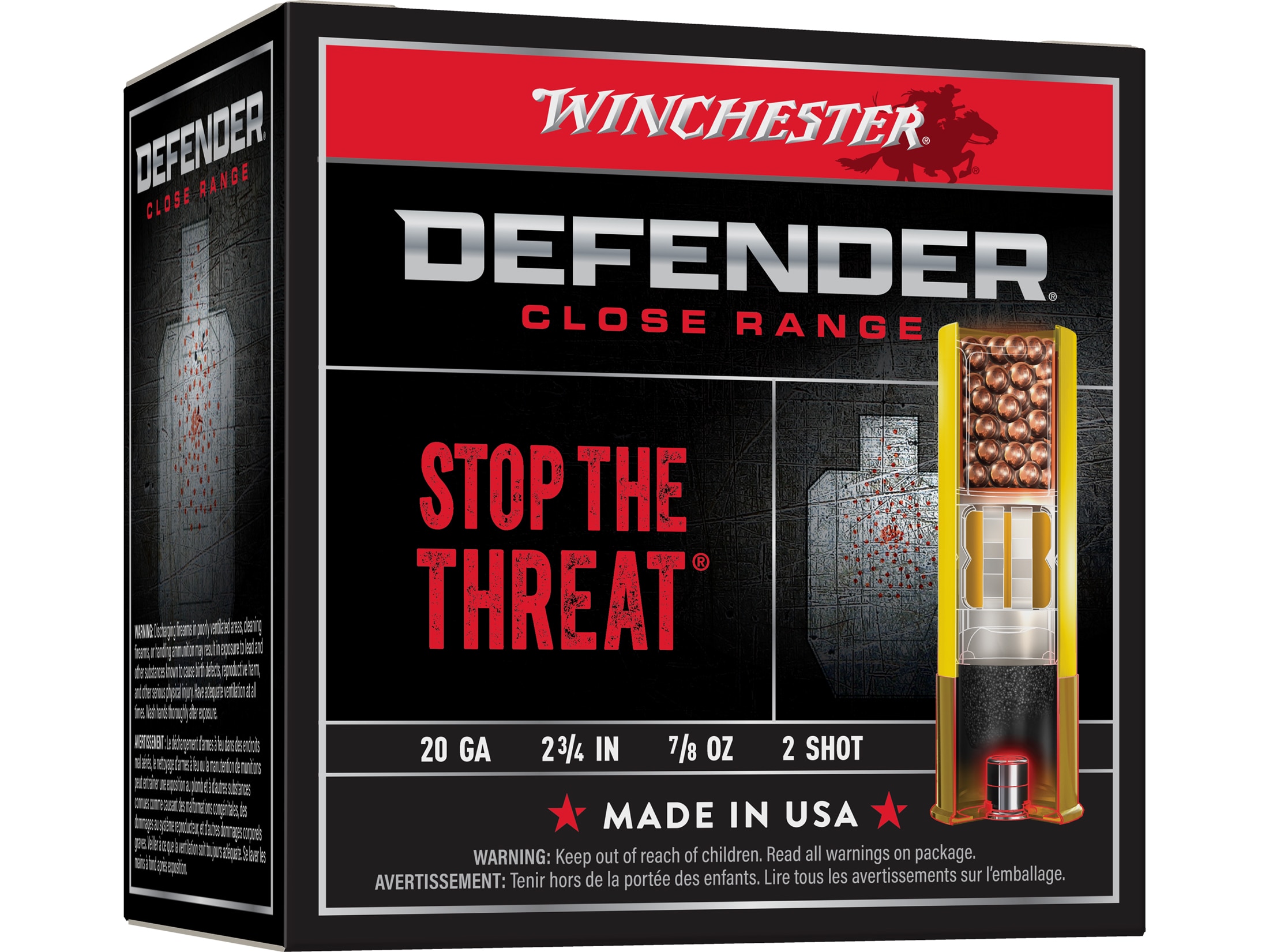 Winchester Defender Close Range Ammo 20 Ga 2-3/4 7/8oz #2 Plated Shot