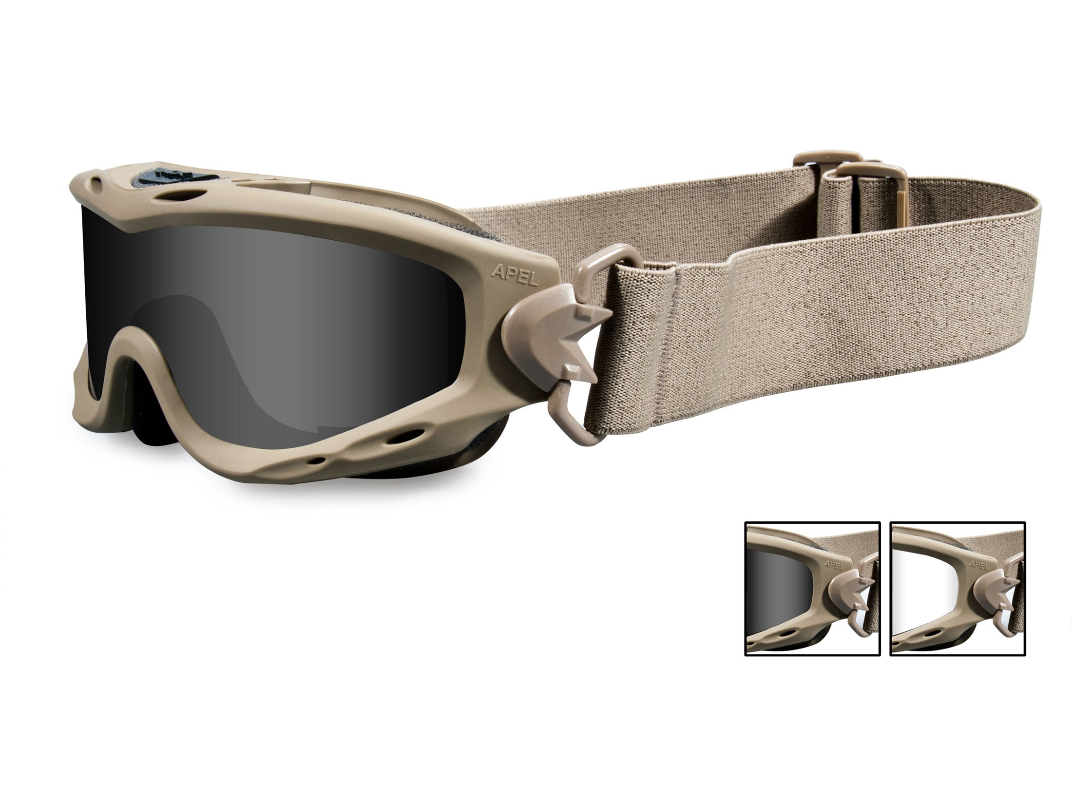 Wiley X Spear Tactical Goggles Tan Smoke Gray Clear Lens