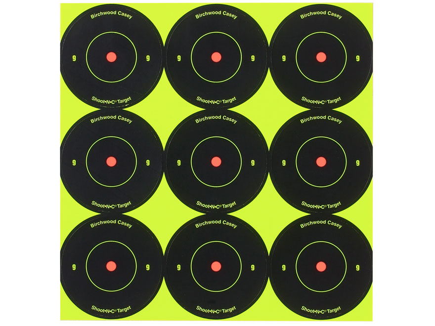 48 3" Bullseye Shoot-N-C Targets Spots Self Adhesive Pkg of 12 Birchwood Casey 