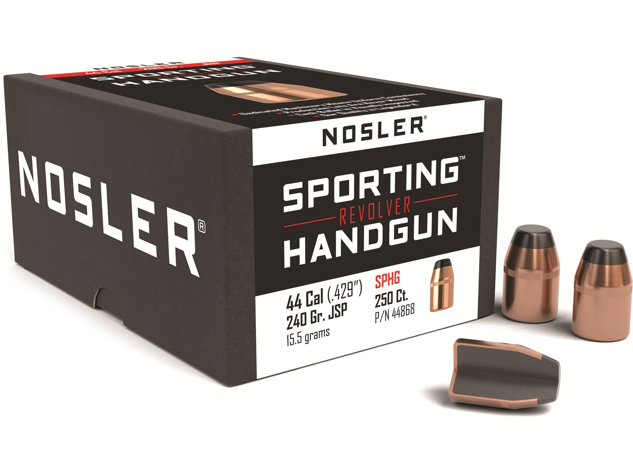 Nosler Sporting Handgun 44 Cal (429 Diameter) Bullets 240 Grain