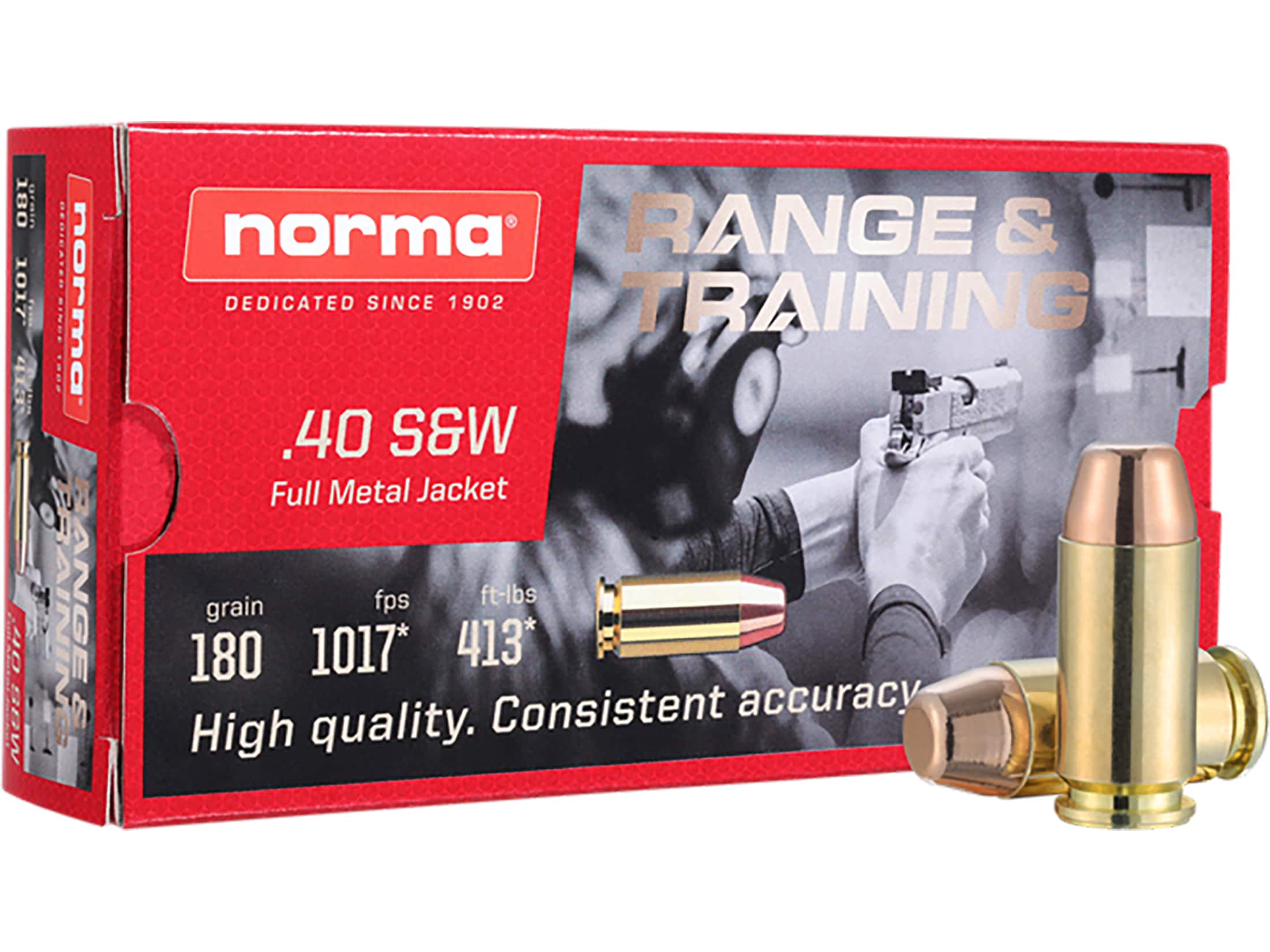 Norma Range & Training Ammo 40 S&W 180 Grain Full Metal Jacket Box of