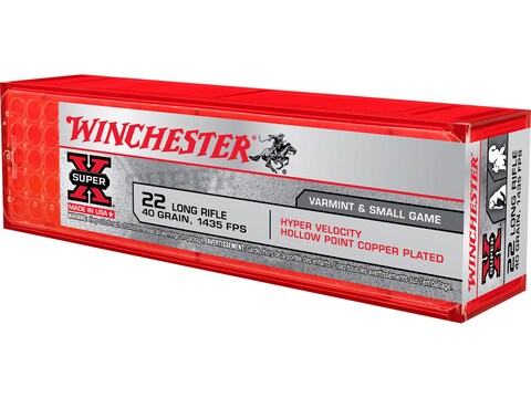 Winchester Hyper Speed 22LR Ammo 40 Grain Plated Hollow Point Box of 100
