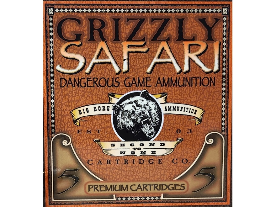Grizzly Cartridge Safari 458 Lott Ammo 450 Grain Solid Round Nose Lead Free Box of 5