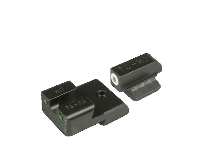 TRUGLO Tritium Pro Sight Set 1911 Government 45 ACP Novak Cut Tritium Green with White Front Outline