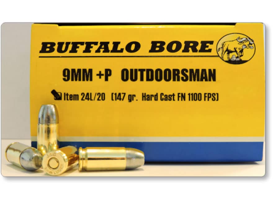 Buffalo Bore Ammo Outdoorsman 9mm Luger +P 147 Grain Hard Cast Lead