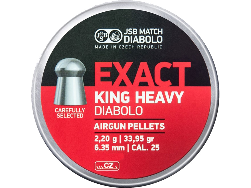 JSB Exact King Heavy Air Gun Pellets 25 Caliber 33.95 Grain Tin of 150