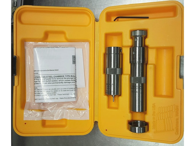 L.E Wilson SS Bushing Neck Sizer Die Set Micrometer Top Bullet Seater