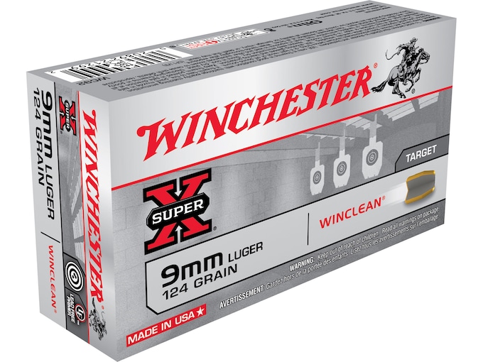 Winchester WinClean Ammunition 9mm Luger 124 Grain Brass Enclosed Base