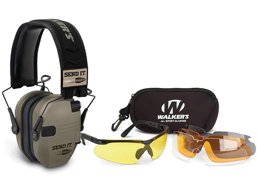 Walker's Razor Slim Electronic Muffs 2-Pack Walkie Talkies Glasses