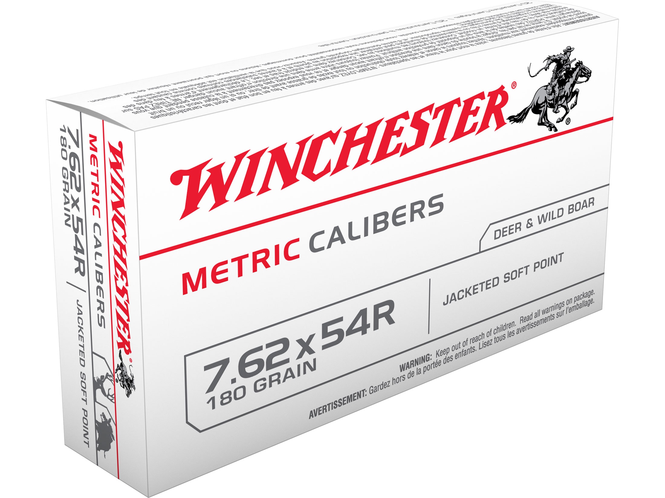 Winchester USA 7.62x54mm Rimmed Russian Ammo 180 Grain Jacketed Soft
