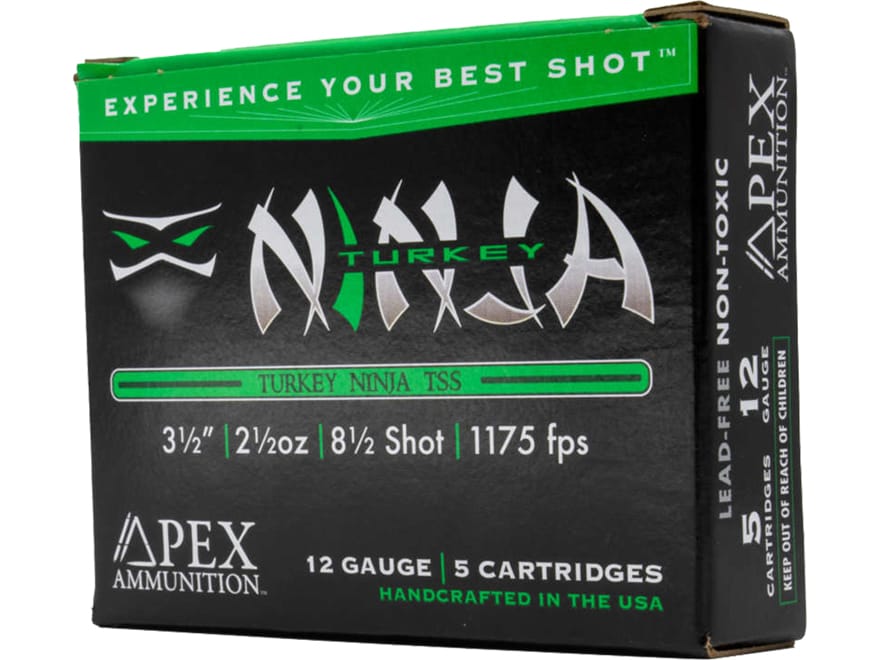 Apex Turkey Ninja TSS 12 Ga Ammo 3-1/2 #8-1/2 Tungsten Shot 2-1/2oz