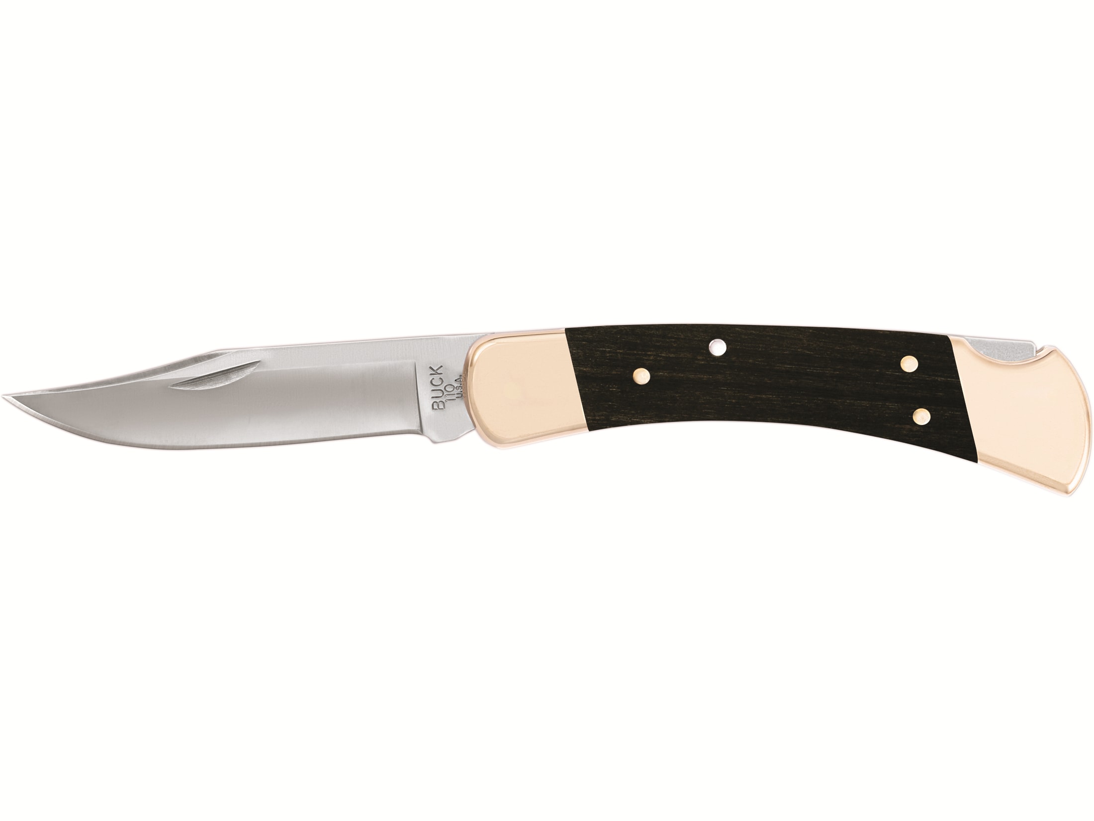 Buck 110 Folding Hunting Knife 3.75 420HC SS Clip Point Blade Wood