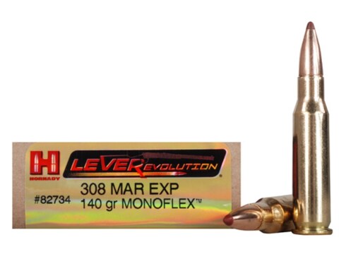 Hornady LEVERevolution Ammo 308 Marlin Express 140 Grain MonoFlex