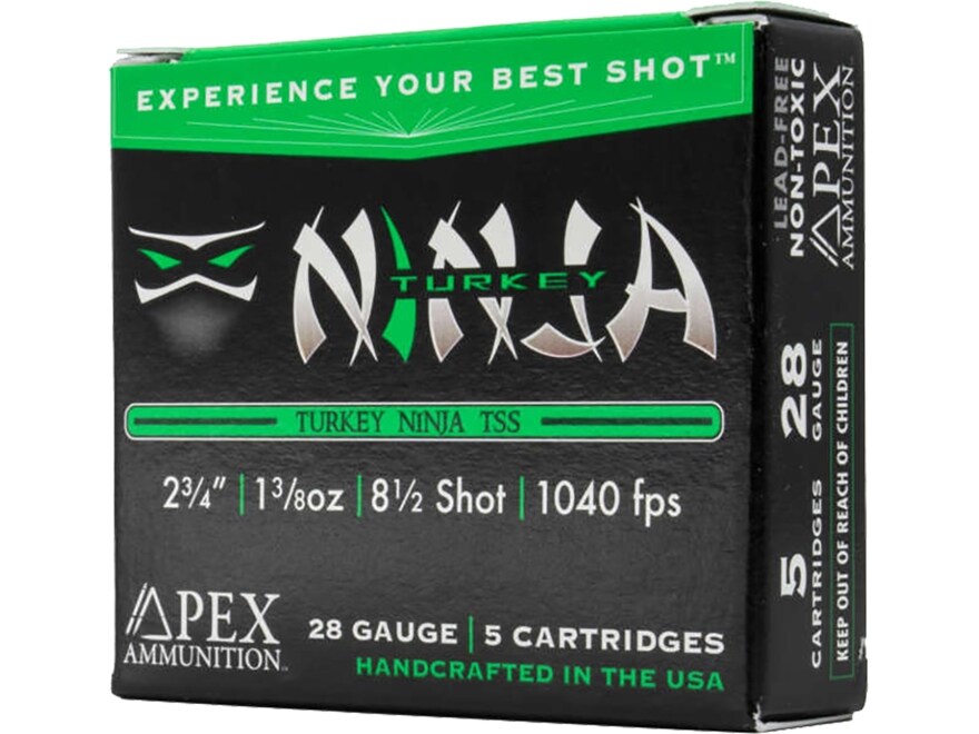 Apex Turkey Ninja 28 Ga Ammo 2-3/4 #8-1/2 Tungsten Shot 1-3/8oz Box of