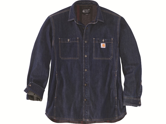 Carhartt Men's Relaxed Fit Denim Fleece Lined Snap Front ShirtJac
