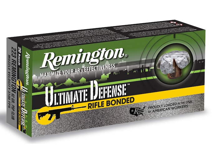 Remington Ultimate Defense Ammunition 223 Remington 62 Grain Core-Lokt Ultra Bonded Bonded Pointed Soft Point Box of 20
