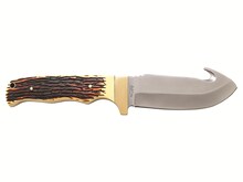 Uncle Henry 185UH Gut Hook Knife 4.25 Inch Fixed Blade Full Tang Staglon  Handle