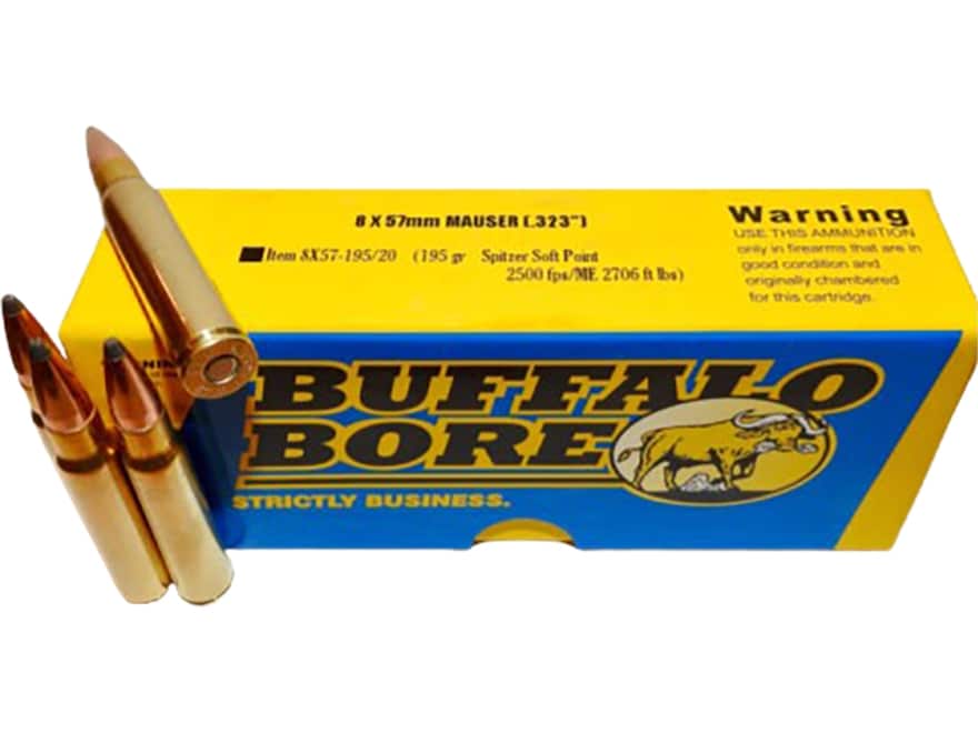 Buffalo Bore 8x57mm JS Mauser (8mm Mauser) Ammo 195 Grain Spitzer Box