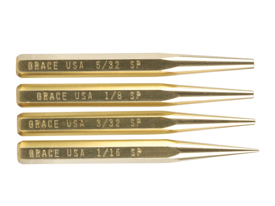 Grace USA 8 Piece Brass Roll Pin Punch Set