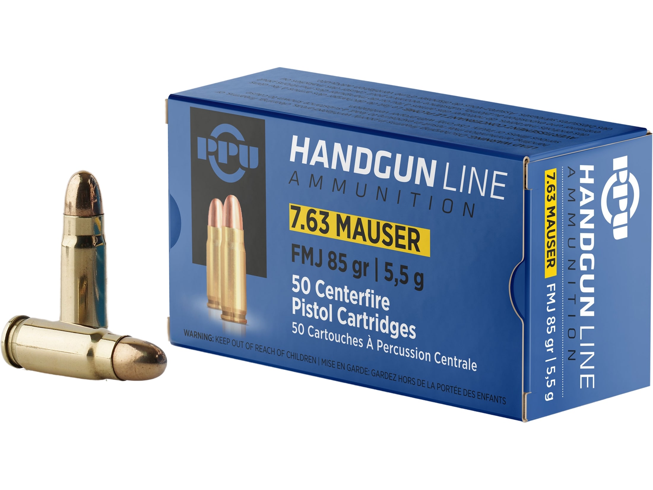 PPU 30 Mauser (7.63mm) Ammo 85 Grain Full Metal Jacket Box of 50