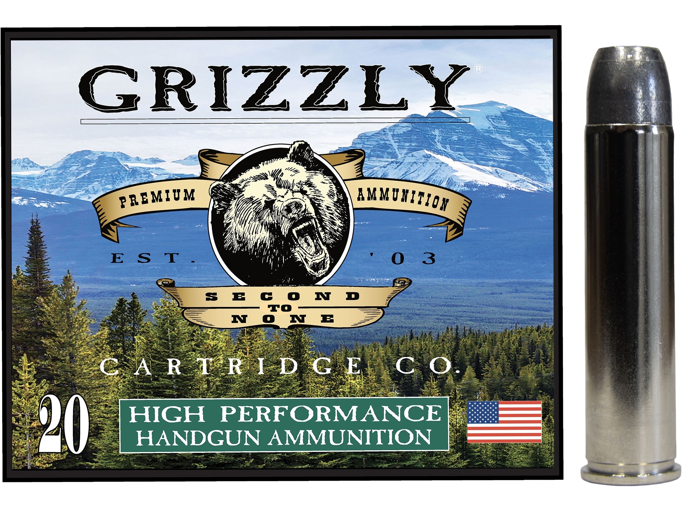 Grizzly Cartridge Bear Load 460 S&W Magnum Ammo 400 Grain Flat Nose Box of 20