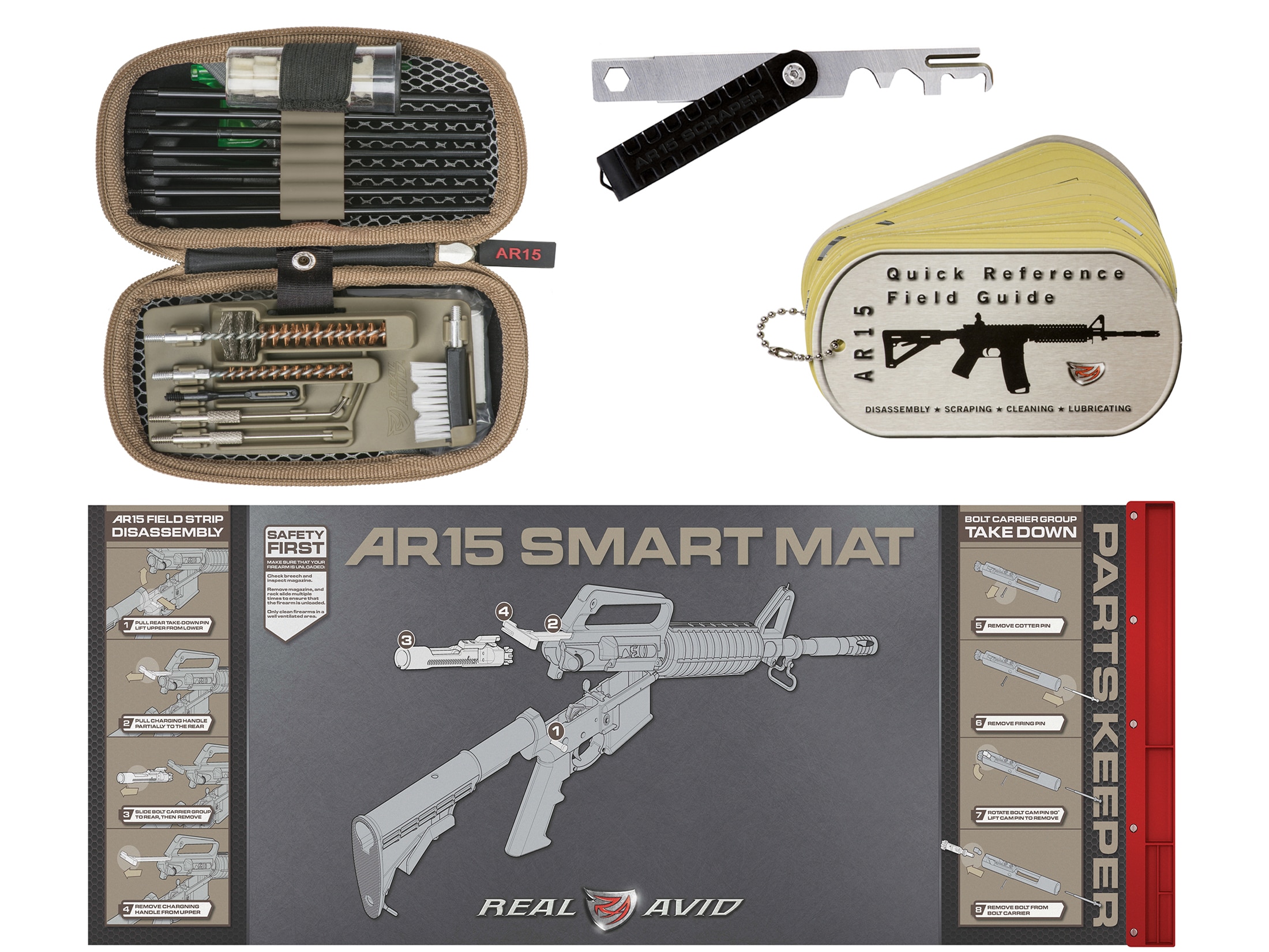 Real Avid AR 15 Cleaning Kit Scraper Gun Boss Smart Mat Field