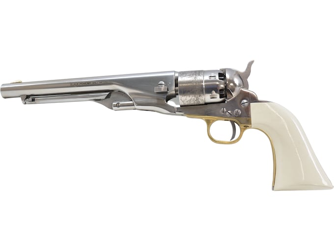 Pietta 1860 Army Black Powder Revolver 44 Caliber 8" Barrel Steel Frame White