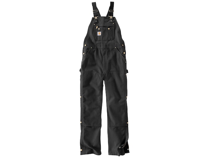Carhartt Men's Loose Fit Firm Duck ZiptoThigh Bibs Black 42 Waist 30
