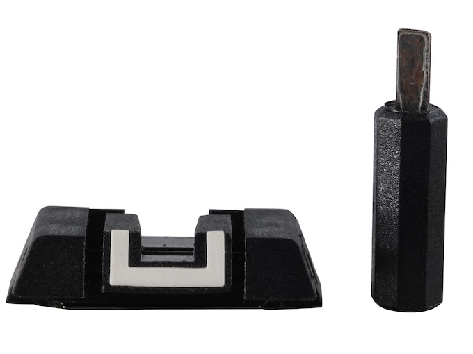 Glock Factory Square Adjustable Rear Sight with Adjustment Tool Polymer Black White Outline