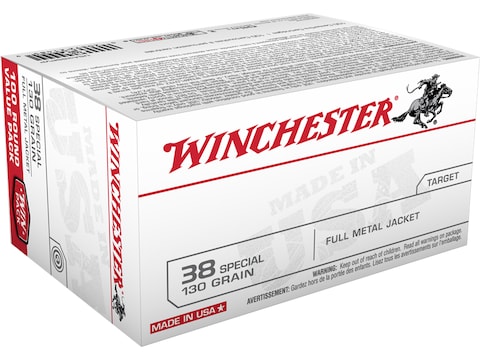 Winchester White Box USA 38 Special Ammo 130 Grain Full Metal Jacket Box of 100