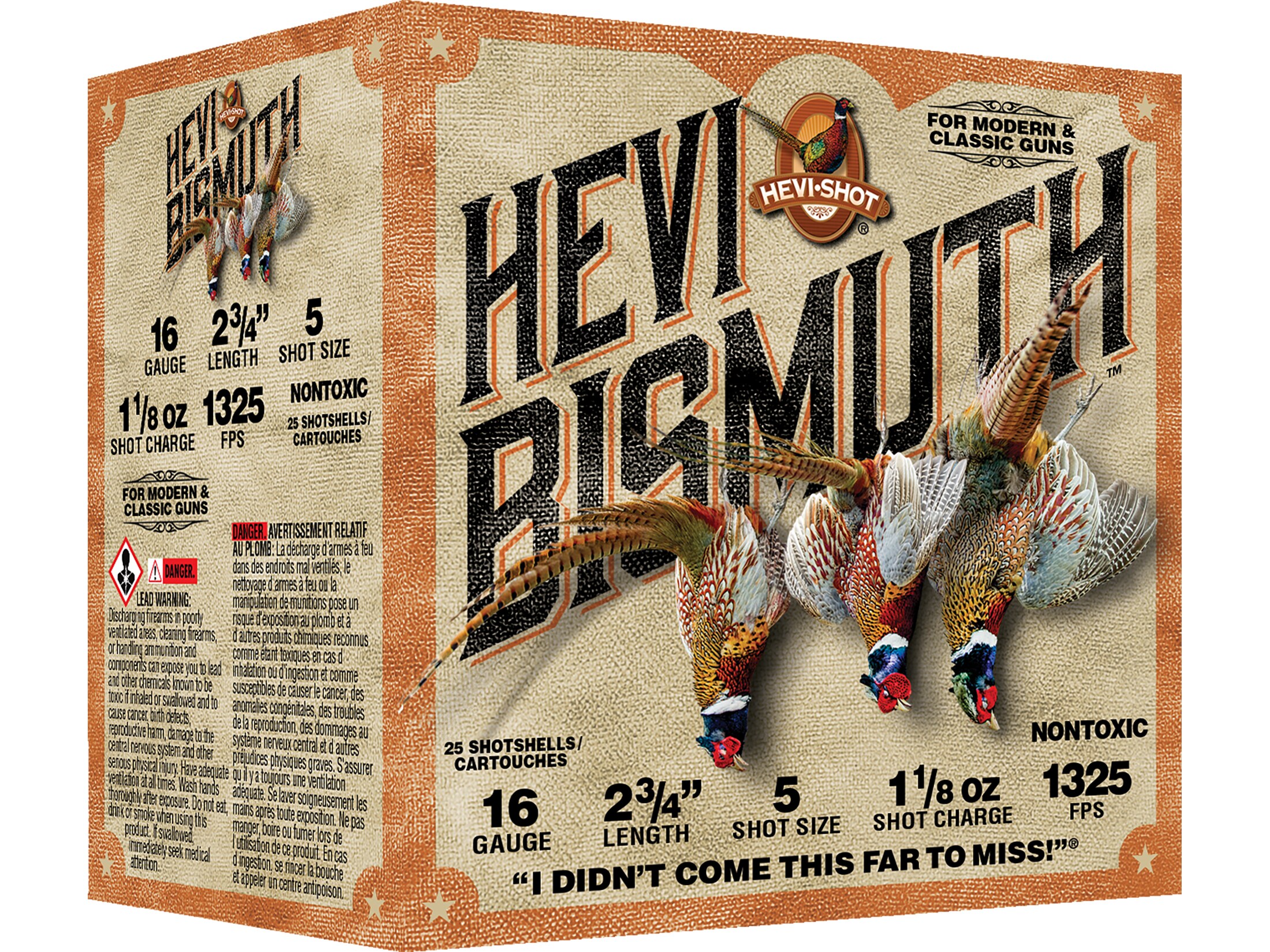 Hevi-Shot Hevi-Bismuth Upland 16 Gauge Ammo 2-3/4" #5 Bismuth Shot 1-1/8 oz Case of 250 (10 Boxes of 25)