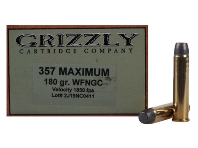 Grizzly Ammo 357 Maximum 180 Grain Lead Wide Flat Nose Gas Check Box
