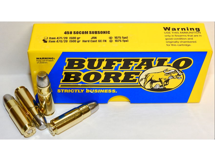 Buffalo Bore 458 Socom Ammo 500 Grain Flat Nose Box of 20