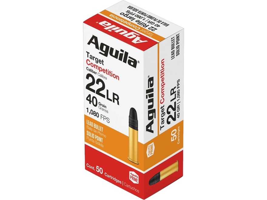 Aguila Target Ammo 22 Long Rifle 40 Grain Lead Round Nose Box of 50
