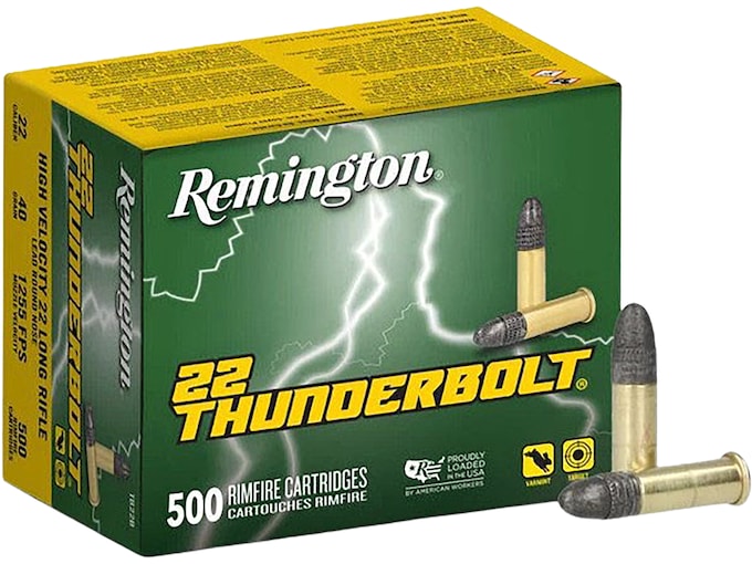 Remington Thunderbolt Ammunition 22 Long Rifle 40 Grain Lead Round Nose Box of 500 Bulk picture
