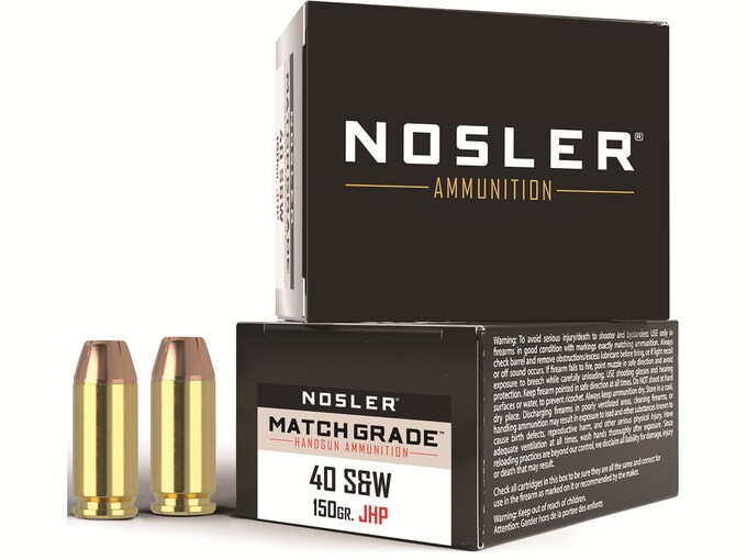 Nosler Match Grade Ammunition 40 S&W 150 Grain Jacketed Hollow Point