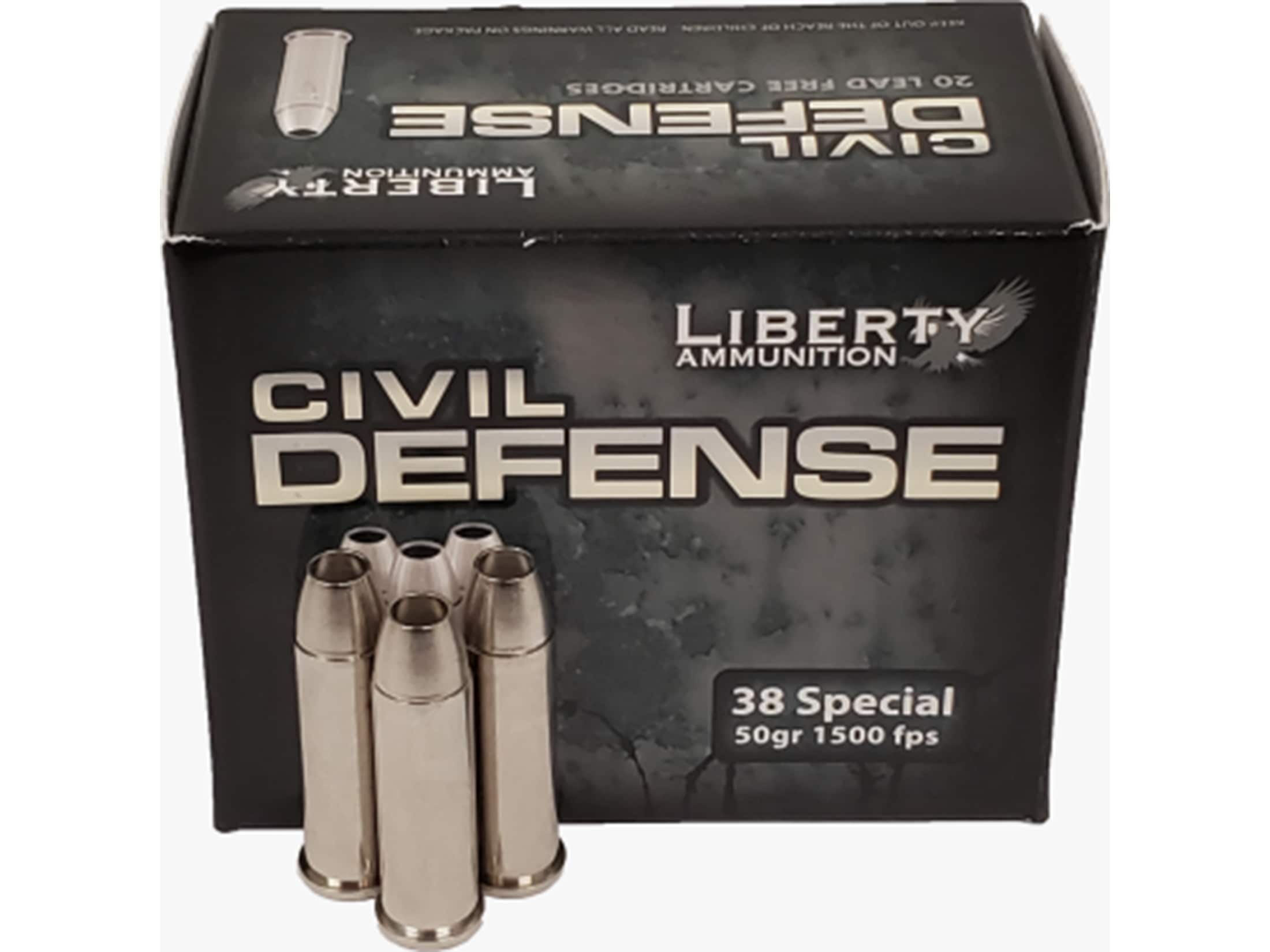 Liberty Civil Defense Ammo 38 Special 50 Grain Fragmenting Hollow