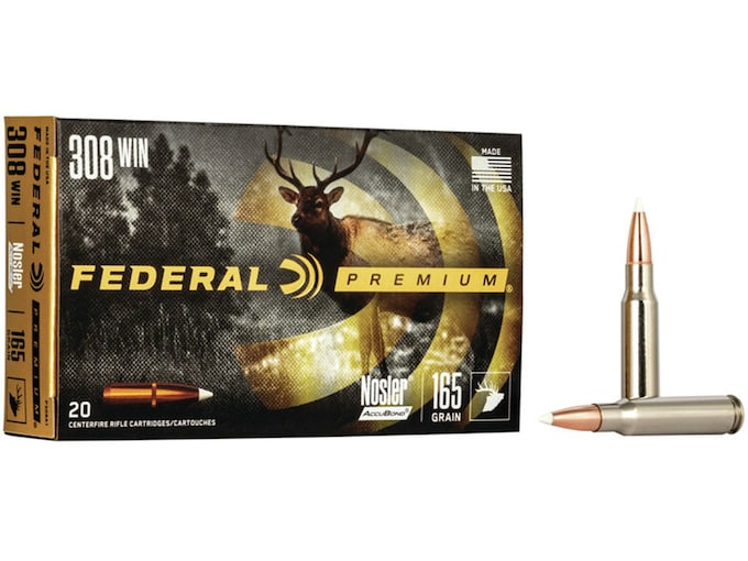 Federal Premium Ammo 308 Winchester 165 Grain Nosler AccuBond Box of